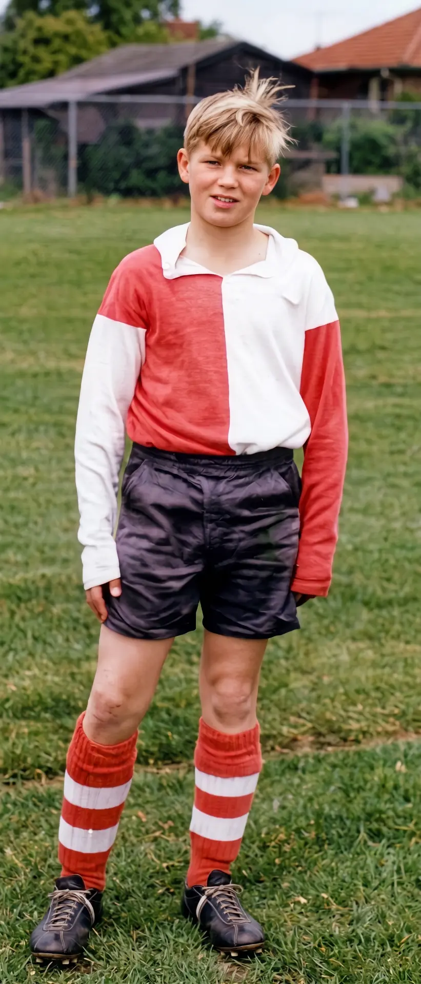Restored photo after FixPix — Zoomed in, cleaned up, colours fixed, and now the boy has feet! Thank you Rick W.