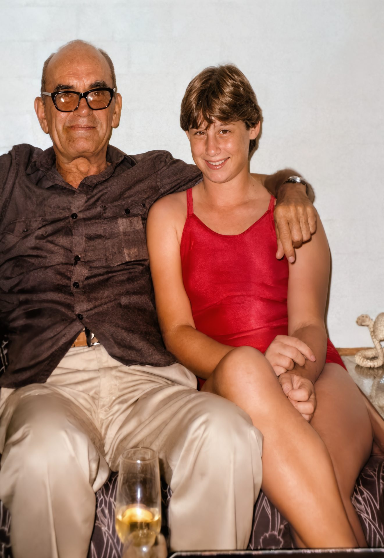 Restored photo after FixPix — Dad and daughter — colour cast corrected and beautifully restored