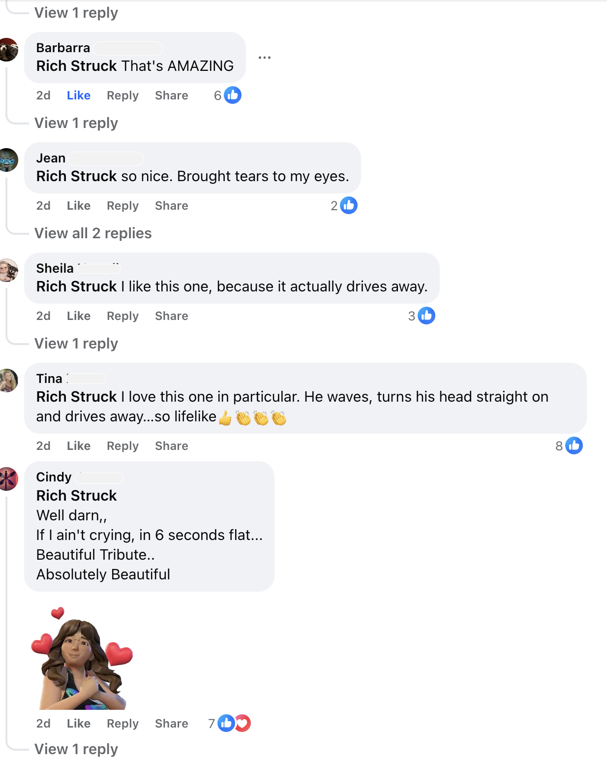 Facebook comments from customers praising a FixPix restoration — including 'That's AMAZING', 'Brought tears to my eyes', and 'Absolutely Beautiful'