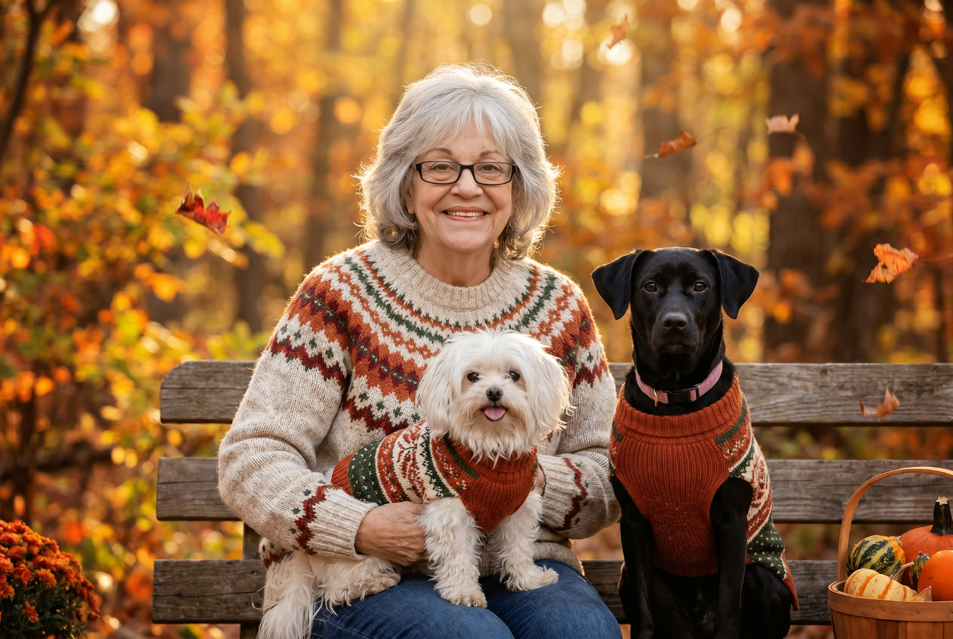 Restored still — An autumn portrait with the pups, softly brought to life