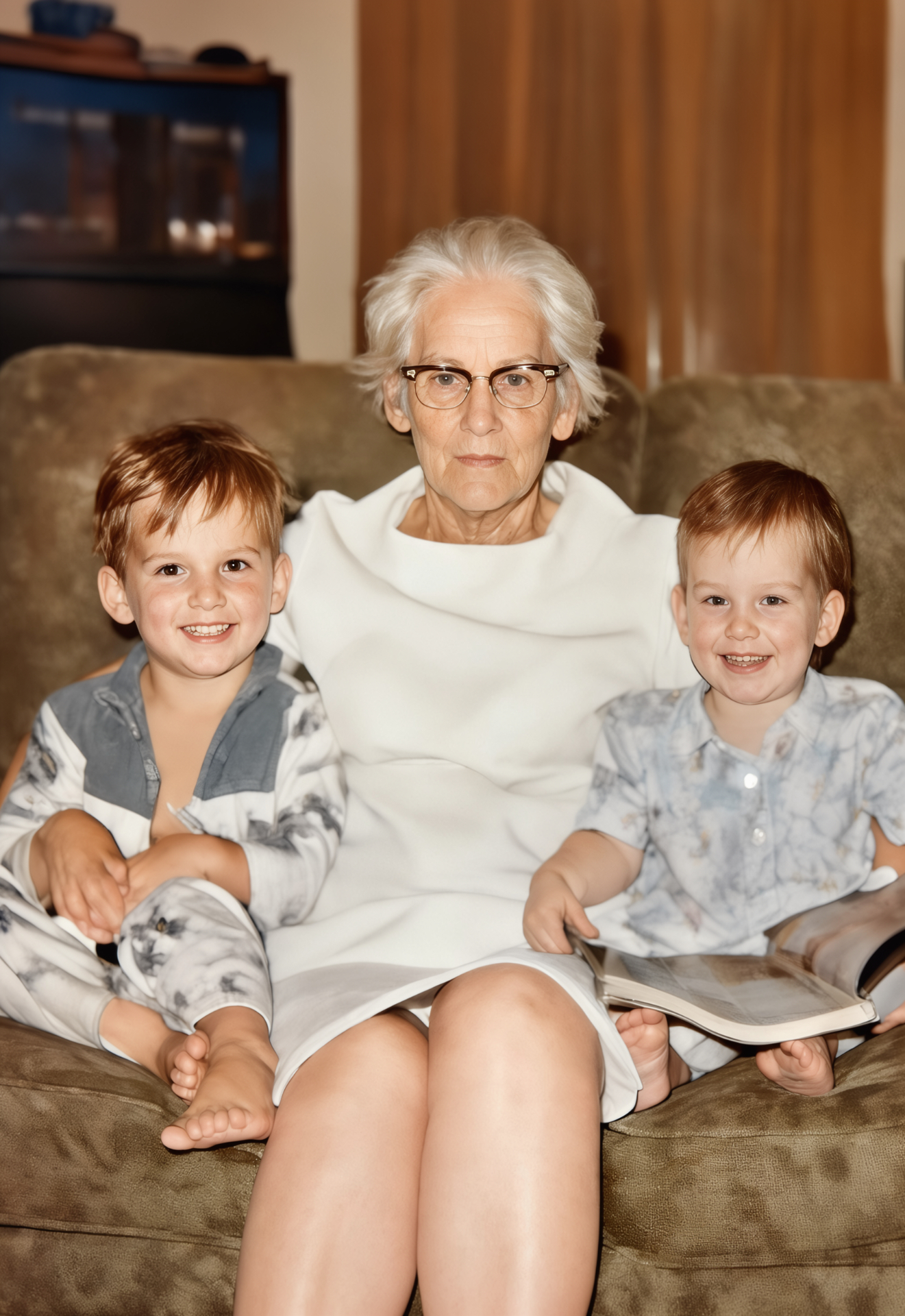 Restored photo after FixPix — Grandma with the grandkids