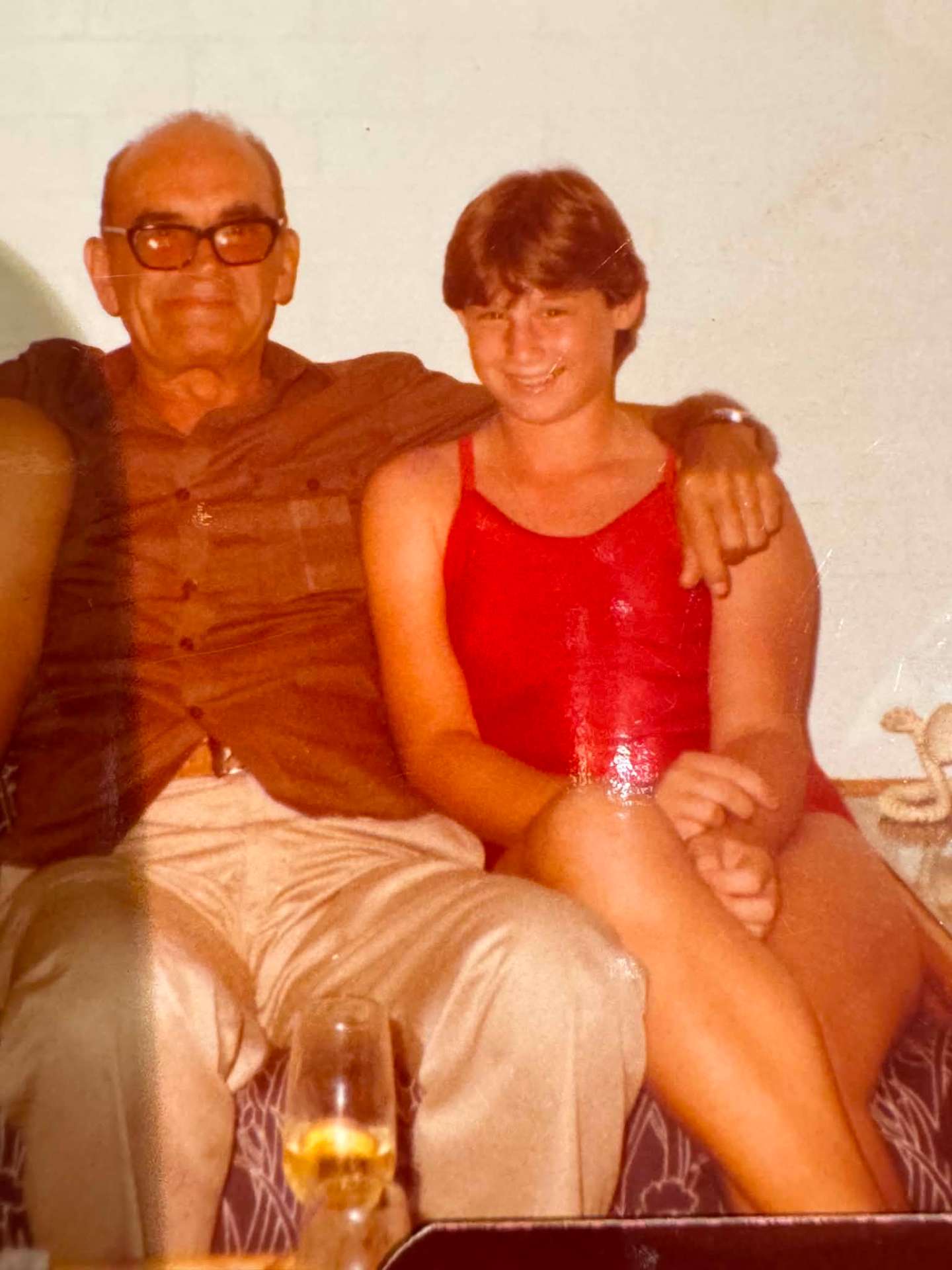 Original photo before FixPix restoration — Dad and daughter — colour cast corrected and beautifully restored